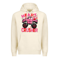 Tofu Heart crusher pink monster truck Valentine's Day Premium Hoodie - HowdyJamesFarm