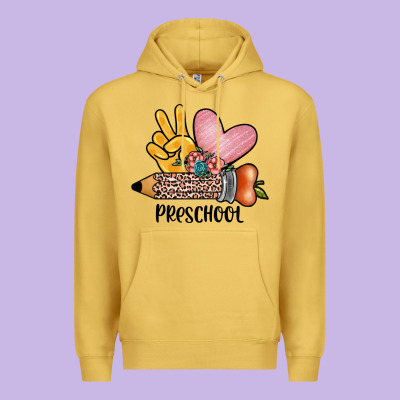 Peace Love Preschool Premium Hoodie Designed By Jahusdesignshop