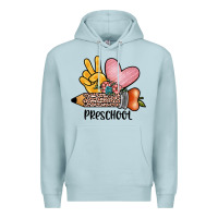 Blue Mist peace love preschool Premium Hoodie - JahusDesignShop