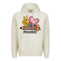 Oatmeal Heather peace love preschool Premium Hoodie - JahusDesignShop
