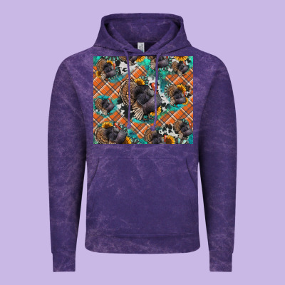 Thanksgiving Turkey Sunflower Turquoise Vintage Hoodie Designed By Nancycooperartshop