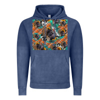 Vintage Denim Thanksgiving Turkey sunflower turquoise Vintage Hoodie - NancyCooperArtShop