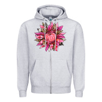 Heather Grey breast cancer sunflower Zipper Hoodie - texasbilliewilder