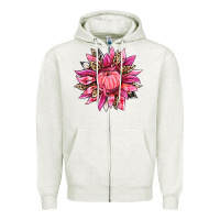 Oatmeal Heather breast cancer sunflower Zipper Hoodie - texasbilliewilder