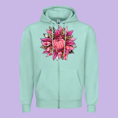 Breast Cancer Sunflower Zipper Hoodie Designed By Texasbilliewilder