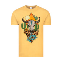 Vintage Mustard free spirit bull skull Vintage Tee - MaliasSmallBusiness