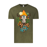 Vintage Olive free spirit bull skull Vintage Tee - MaliasSmallBusiness