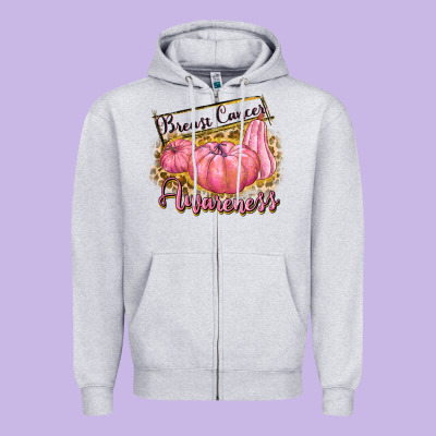 Breast Cancer Awareness Zipper Hoodie Designed By Texasbilliewilder