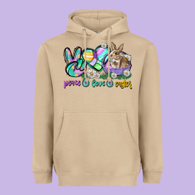 Peace Love Easter Day Heavyweight Hoodie Designed By Cowgirlartshop