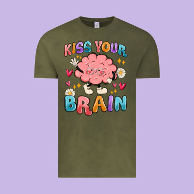 Kiss Your Brain Vintage Tee Designed By Maliassmallbusiness