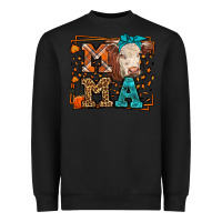 Black Western Fall Cow Mama Heavyweight Sweatshirt - LillyAllenDesigns