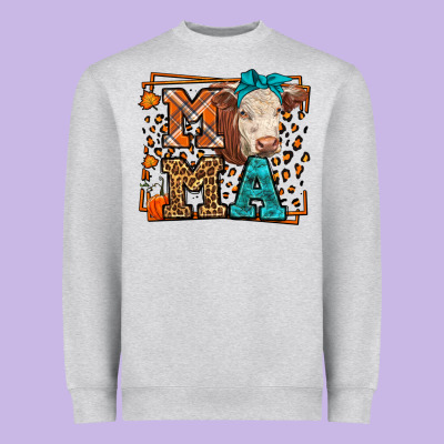 Western Fall Cow Mama Heavyweight Sweatshirt Designed By Lillyallendesigns