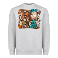 Heather Grey Western Fall Cow Mama Heavyweight Sweatshirt - LillyAllenDesigns