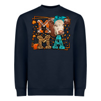 Navy Western Fall Cow Mama Heavyweight Sweatshirt - LillyAllenDesigns