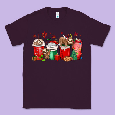 Christmas Sloth Coffee Cups Classic Tee Designed By Maliassmallbusiness
