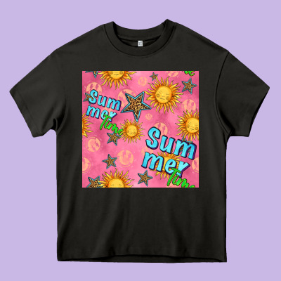 Summer Time Of The Sun Seamless Pattern Heavy Core Tee Designed By Bundleandbundleshop