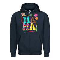 Navy Autism Mama Zipper Hoodie - NancyCooperArtShop