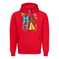 Red Autism Mama Zipper Hoodie - NancyCooperArtShop