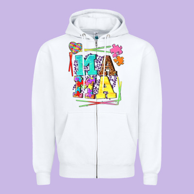 Autism Mama Zipper Hoodie Designed By Nancycooperartshop