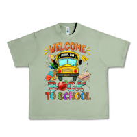 Oil Green welcome back to school with school bus Urban Heavy Tee - NancyCooperArtShop
