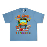 Pebble Blue welcome back to school with school bus Urban Heavy Tee - NancyCooperArtShop
