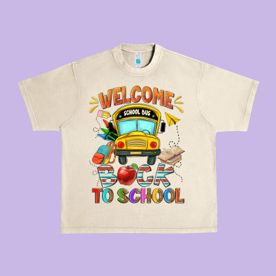 Welcome Back To School With School Bus Urban Heavy Tee Designed By Nancycooperartshop