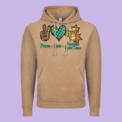Peace Love Pumpkin Spice Latte Vintage Hoodie Designed By Nancycooperartshop