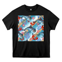 Black dolphin and crab seamless pattern Heavy Core Tee - BundleAndBundleShop