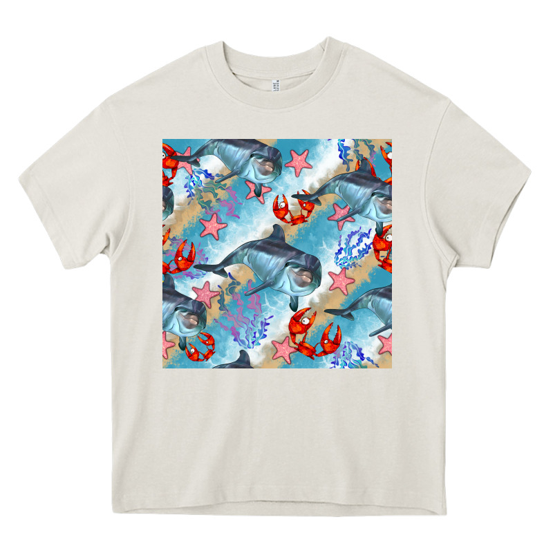 Dolphin And Crab Seamless Pattern Heavy Core Tee by BundleAndBundleShop | Teevron