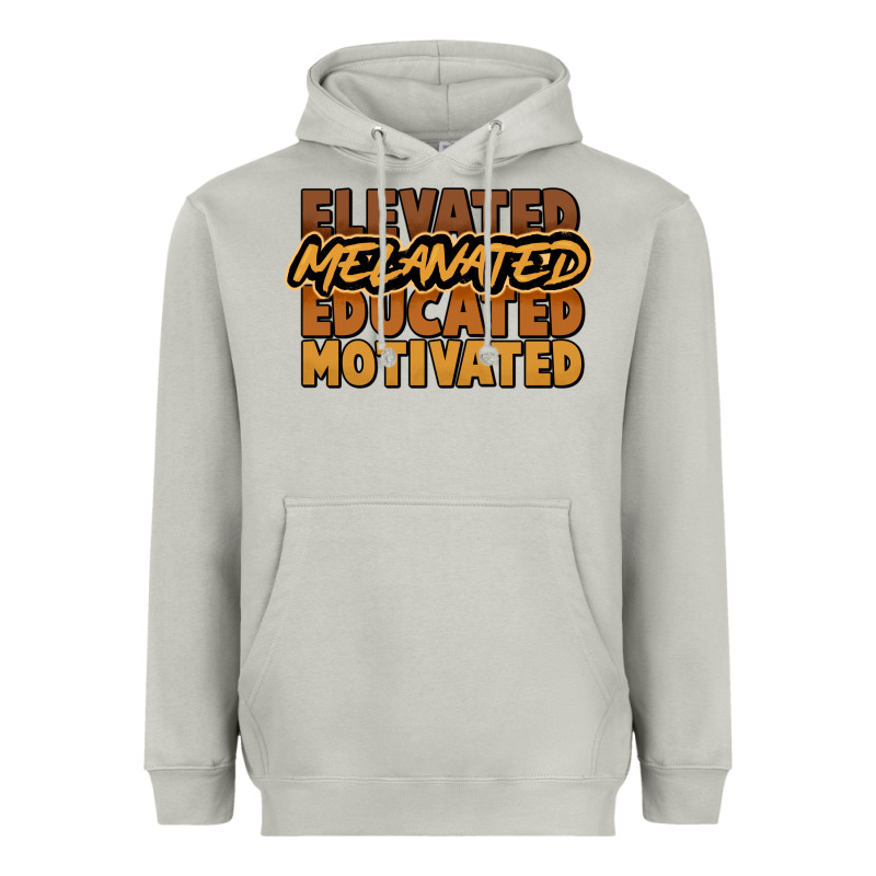 Elevated Melanated Educated Motivated Heavyweight Hoodie by HowdyJamesFarm | Teevron