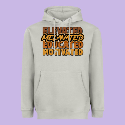 Elevated Melanated Educated Motivated Heavyweight Hoodie Designed By Howdyjamesfarm