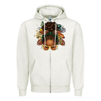 Oatmeal Heather american football afro messy bun Zipper Hoodie - texasbilliewilder