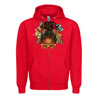 Red american football afro messy bun Zipper Hoodie - texasbilliewilder