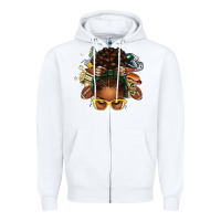 White american football afro messy bun Zipper Hoodie - texasbilliewilder