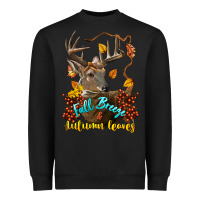 Black Fall Breeze And Autumn Leaves Deer Heavyweight Sweatshirt - LillyAllenDesigns