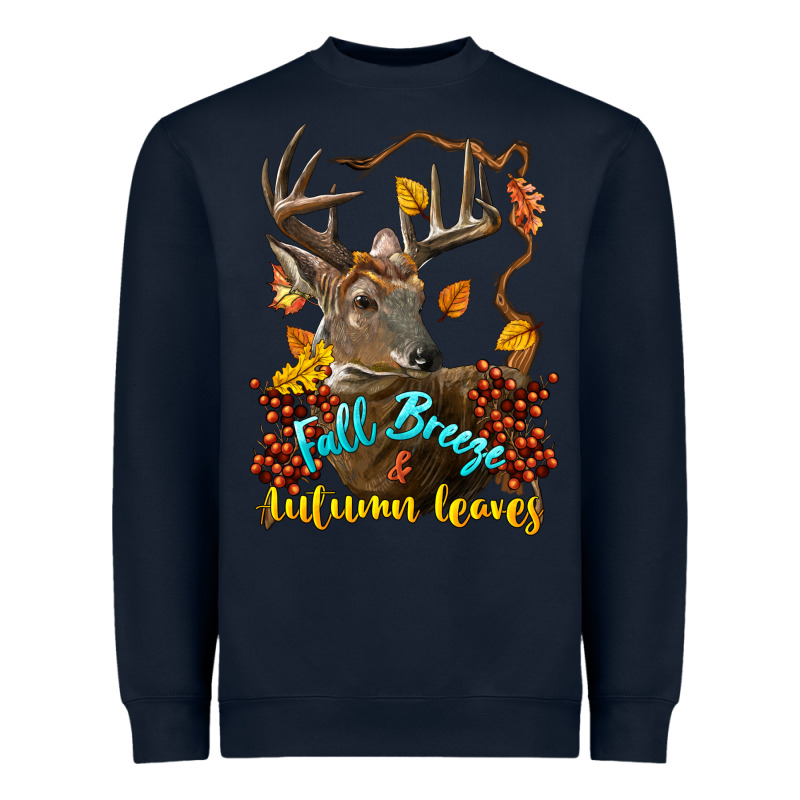 Fall Breeze And Autumn Leaves Deer Heavyweight Sweatshirt by LillyAllenDesigns | Teevron