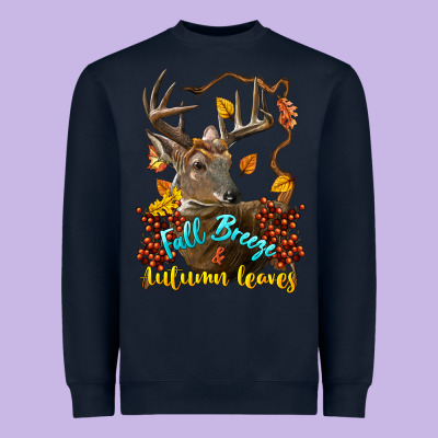 Fall Breeze And Autumn Leaves Deer Heavyweight Sweatshirt Designed By Lillyallendesigns