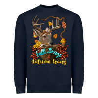Navy Fall Breeze And Autumn Leaves Deer Heavyweight Sweatshirt - LillyAllenDesigns
