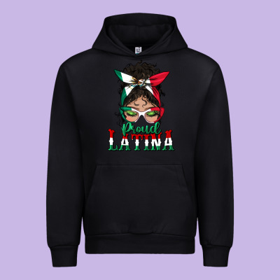 Proud Latina Messy Bun Mama Urban Hoodie Designed By Bundleandbundleshop