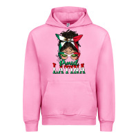 Fuchsia Pink proud latina messy bun mama Urban Hoodie - BundleAndBundleShop