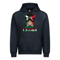 Navy proud latina messy bun mama Urban Hoodie - BundleAndBundleShop