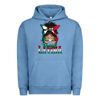 Pigment Pebble Blue proud latina messy bun mama Urban Hoodie - BundleAndBundleShop
