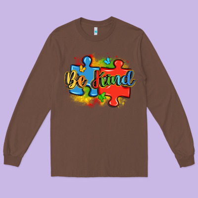 Be Kind Autism Long Sleeve Tee Designed By Lillyallendesigns