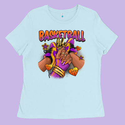 Basketball Life Afro Girl Sneakers Ladies Tee Designed By Ranaportraitstore