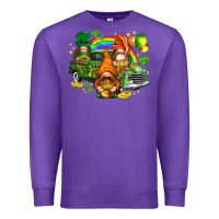 Purple St. Patrick's Day gnomies with leopard tumbler Premium Sweatshirt - HowdyJamesFarm