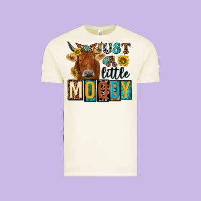 Just A Little Moody With Cow Vintage Tee Designed By Nancycooperartshop