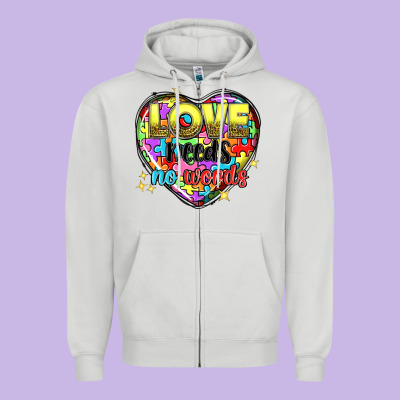 Love Needs No Words Zipper Hoodie Designed By Nancycooperartshop