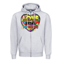 Heather Grey Love needs no words Zipper Hoodie - NancyCooperArtShop