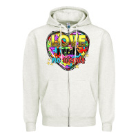 Oatmeal Heather Love needs no words Zipper Hoodie - NancyCooperArtShop