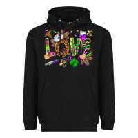 Black Mardi Gras love Nurse Heavyweight Hoodie - HowdyJamesFarm